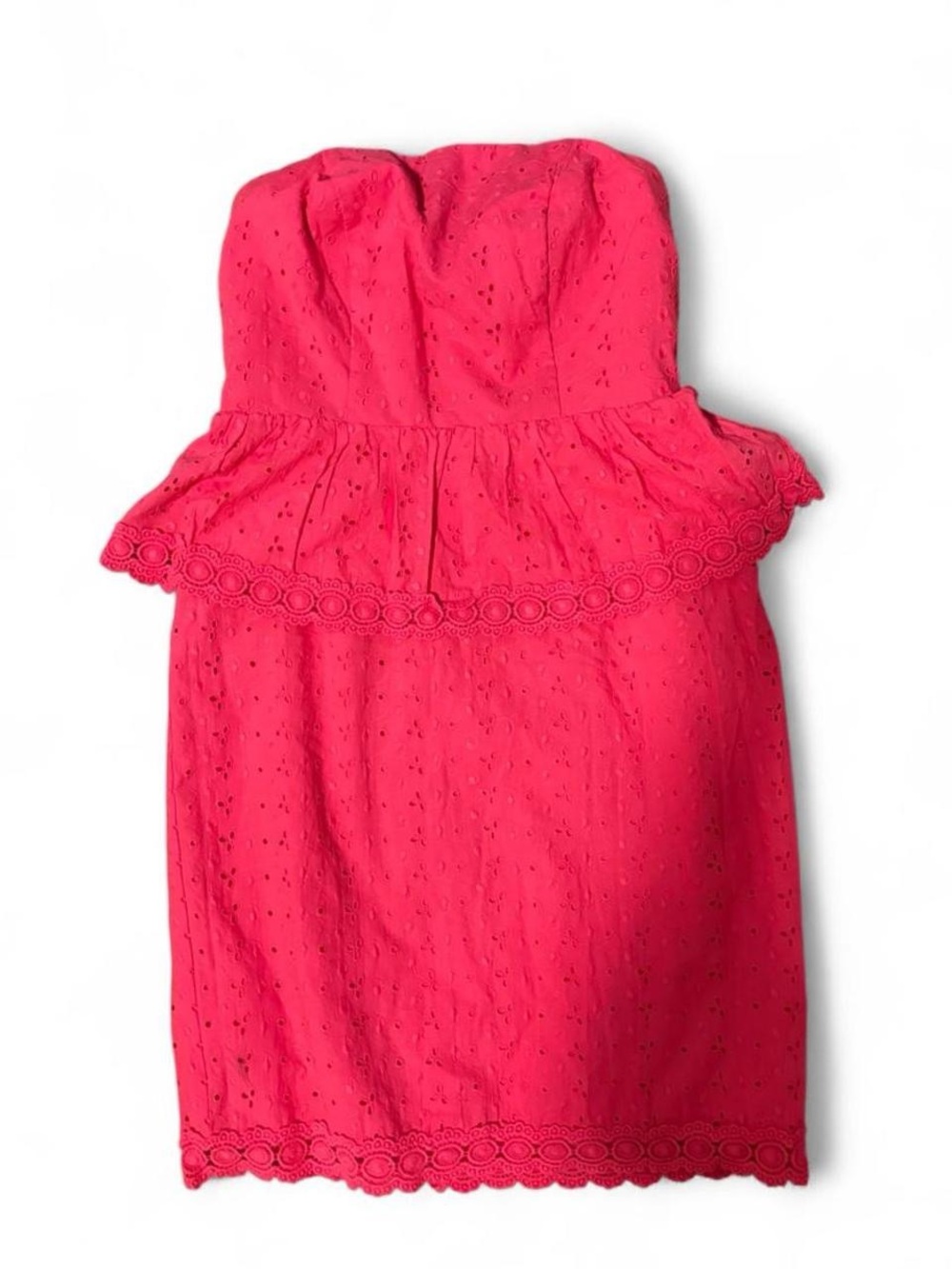 Vintage Y2K eyelet peplum red strapless dress by Allen Schwartz 4